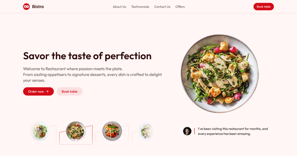 Bistro: Free Shadcn Restaurant Landing Page Template